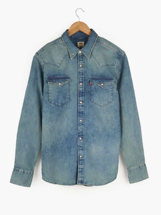 High and low denim shirt